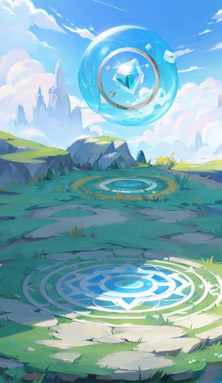 03087-3590072184-dipan,no humans, sky, scenery, outdoors, cloud, day, blue sky, crystal, grass, magic circle，center composition_lora_game dipan_2.png